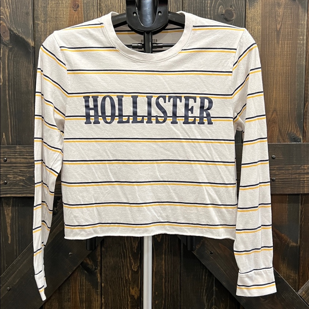 Hollister Spellout Retro Stripe Long Sleeve Tee Size‎ S Preppy Y2K Style